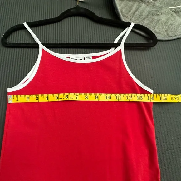 Noisy May Red Maxi Dress with White Trim - Picture 6 of 7